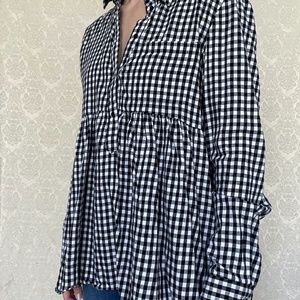 Zara Gingham High-Low Top
